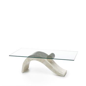 Dove - Mesa De Centro (120 X 70 X 40 - Transparente) En Cristal Templado Beige