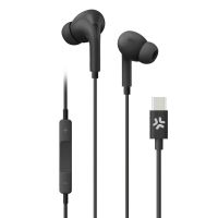 auriculares celly up1200 con cable usb-c para llamadas y musica con microfono negro