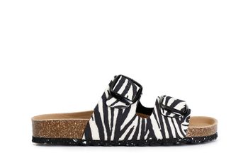 zapatilla de mujer en tejido estampado zebra