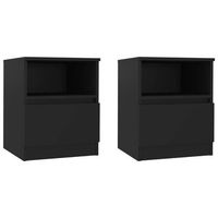 pack 2 uds mesitas de noche  mesa auxiliar  mesilla madera contrachapada negro 40x40x50 cm