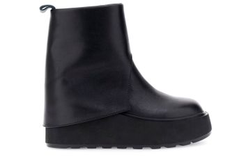 botines de piel con puño y plataforma black