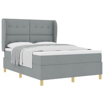 Cama Tipo Box Spring Con Cabecera Gris Claro 200 X 140 Cm Tela Vidaxl