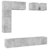 set muebles de salon tv  muebles de salon 8 pzas madera ingenieria gris hormigon cfw97771