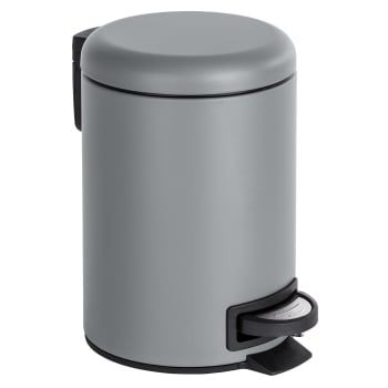 CUBO DE PEDAL PARA COSMÉTICA LEMAN, GRIS, 3 LTS. SUPERFICIE MATIZADA.