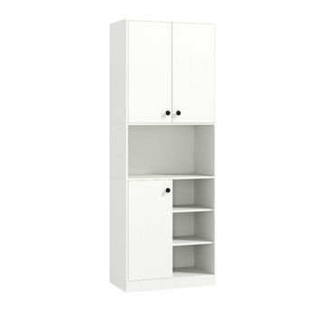 Costway Armario de Almacenaje de Despensa para Cocina Alto de 166 cm con Soporte para Microondas Aparador Buffet con Puertas y Estantes Blanco