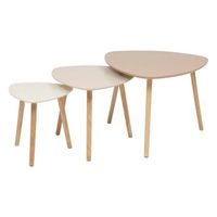 lote de 3 mesas nido mileo beige 60x60x45cm