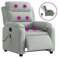 sillon reclinable de masaje electrico terciopelo gris claro vidaxl