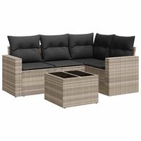 set de sofas jardin y cojines 5 piezas  mueble de jardin ratan sintetico gris claro