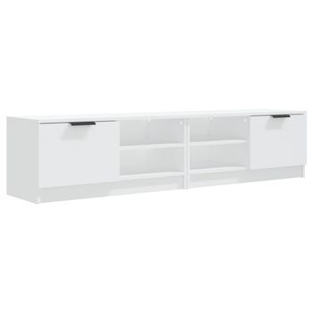 Mueble Para Tv 2 Uds | Mueble De Salón | Mesa De Tv Madera Contrachapada Blanco 80x35x36,5 Cm