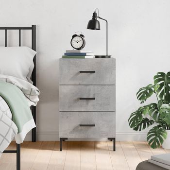 Mesita De Noche | Mesa Auxiliar | Mesilla Madera De Ingeniería Gris Hormigón 40x40x66 Cm Cfw42383