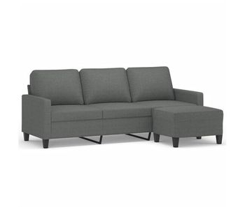 Vidaxl sofá de 3 plazas con taburete de tela gris oscuro 180 cm