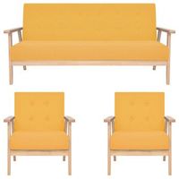 juego de sofas de 3 piezas tela amarillo vidaxl