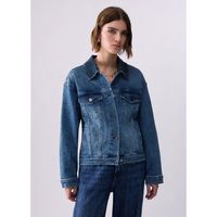 liu jo chaquetas chaqueta en denim con micro strass para mujer