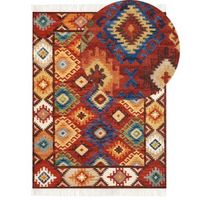 alfombra kilim de lana multicolor 160 x 230 cm a mano oriental borlas zovuni
