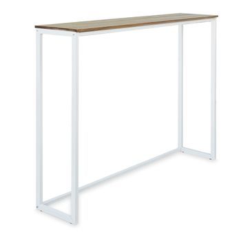 Mesa Alta 118x30x110cm Icub Eco Line Blanca En Madera Maciza De Pino Acabado Envejecido Estilo Industrial Box Furniture
