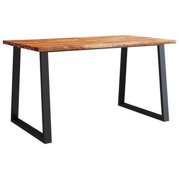 Mesa De Comedor Con Borde Vivo Madera Maciza Acacia 140x80x75cm Vidaxl