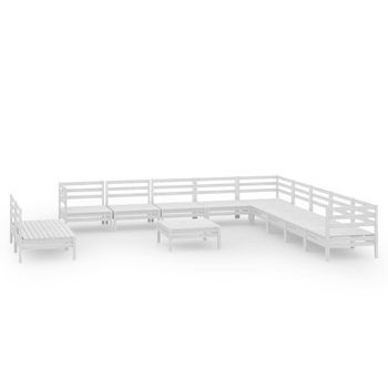 Juego De Muebles De Jardín 12 Piezas Madera Maciza Pino Blanco