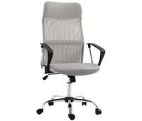 homcom silla de oficina de malla silla de escritorio giratoria con altura ajustable funcion de basculante respaldo y asiento transpirable carga 120 kg para estudio gris claro