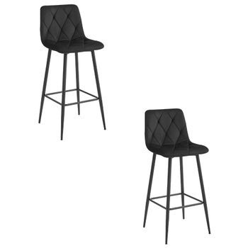 Set De 2 Taburete De Bar Terciopelo Valora Koda Asiento De Terciopelo Negro