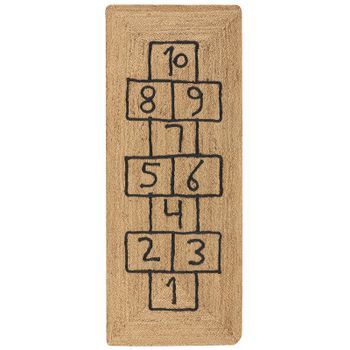 Alfombra De Yute Con Números Rectangular 60 X 150 Cm Estilo Rústico Boho Salón Dormitorio Natural Tavasa