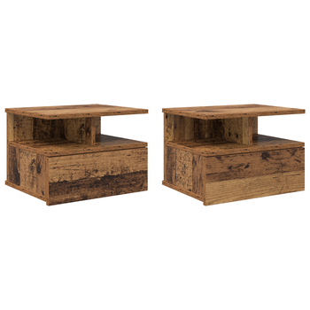 Pack 2 Uds Mesas De Noche | Mesilla De Noche | Cabinete De Noche Flotantes Madera Vieja 40x31x27 Cm Madera Procesada Cfw84285