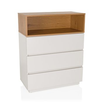 Cómoda con aspecto de madera blanco/roble
