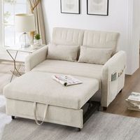 sofa cama de dos plazas beige extensible respaldo reclinable en tres posiciones