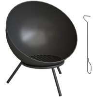 outsunny brasero 60 x 53 x 66 cm ajustable hogar con atizador rejilla para carbon soporte negro   aosom espana