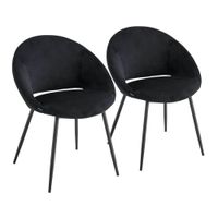 juego de 2 sillas de acero y terciopelo negro