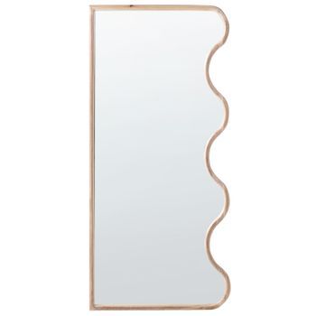 Espejo De Pared Moderno Colgante Decorativo 150 X 69 Cm Marco De Madera Forma Irregular Madera Clara Murat