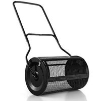 esparcidor de compost de 605 cm con mango en forma de u cierres laterales y rodillo de malla de metal resistente para siembra negro