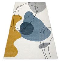 alfombra fusion 7158 blanco  amarillo  azul - geometrica moderna  200x290 cm