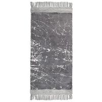 alfombra de viscosa gris blanco 80 x 150 cm algodon flecos moderno hanli