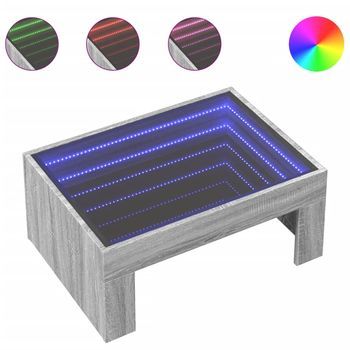 Mesa De Centro Con Infinity Led Gris Sonoma 70x50x30 Cm Vidaxl