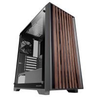 mars gaming mc-wood caja pc atx panel frontal de madera cristal templado ventilador fdb 12cm negra
