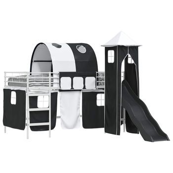 Cama Litera Para Niños Liso Blanco Y Negro 80 X 200 Cm Metal Vidaxl