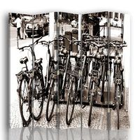 legendarte - biombo bicicletas en blanco y negro - separador de ambientes para interiores cm 180x170 5 paneles