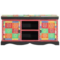 mueble de tv  mueble de salon  gabinete de tv multicolor 100 x 35 x 50 cm madera de mango maciza