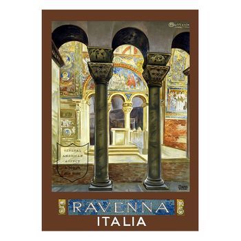 Legendarte - Cartel Turístico Vintage Ravenna - Cuadro Lienzo, Impresión Digital Cm. 50x70