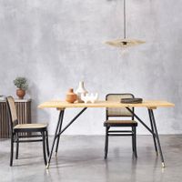 mesa de pino macizo y metal rectangular para 6 pers