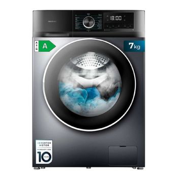 Cecotec Lavadora 7Kg Bolero DressCode 7500 Inverter Steel A. 16 Programas, Baso Consumo, Motor Inverter plus, SteamMax