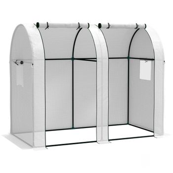 Outsunny Invernadero de jardín 1,8 m² invernadero de tomates 2 puertas con cremallera deslizantes 4 ventanas enrollables acero PE 135 g/m² blanco