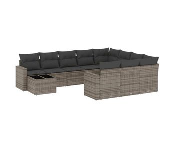 Vidaxl set de sofás de jardín 11 pzas y cojines ratán sintético gris