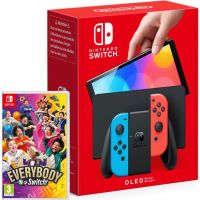 nintendo switch oled azul neonrojo neon  everybody 1-2