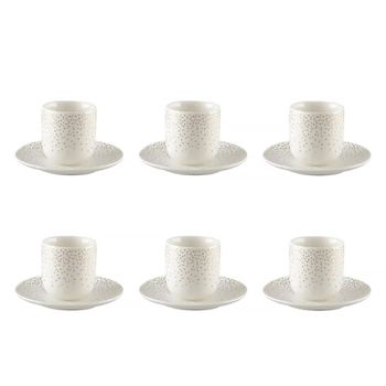 Tazas de café 90ml con plumeti dorado - set de 6