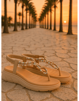 Sandalias Con Cuña Para Mujer Calzapies F2124001 Beige 40