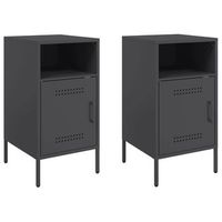juego de 2 mesitas de noche - mesillas acero negro 36x39x68 cm mc5658