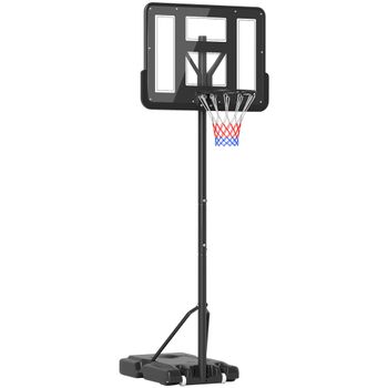 HOMCOM Canasta de Baloncesto de Exterior con Altura Ajustable 220-365 cm Negro