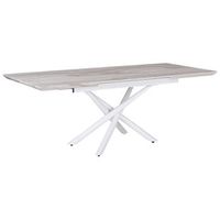 mesa de comedor efecto marmol patas blancas mdf extensible 160200 x 90 cm diseno glam rectangular moira