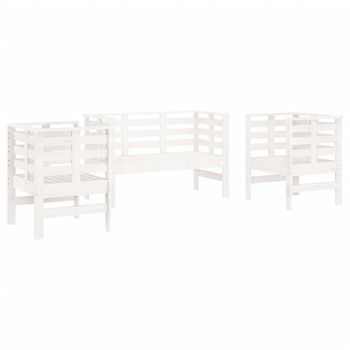Conjunto De Muebles De Jardín 3 Uds | Mesa Y Sillas Madera Maciza De Pino Blanco